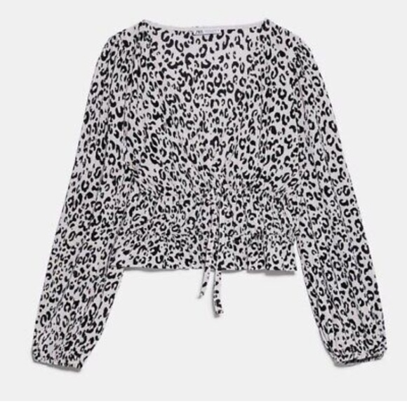 ZARA Leopard Print Micro Pleat Top - Picture 8 of 11